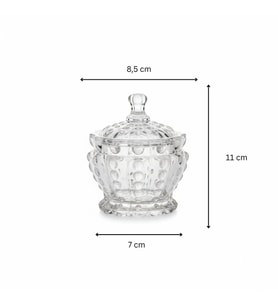 Point Nokta Desen Kapaklı Kristal Cam Şekerlik 13×9 cm