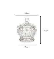 Point Nokta Desen Kapaklı Kristal Cam Şekerlik 13×9 cm (Şeffaf)