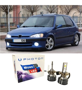Peugeot 106 Led Xenon Uzun + Kısa Far Ampulü H4 Mono Yeni Seri Beyaz