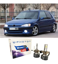 Peugeot 106 Led Xenon Uzun + Kısa Far Ampulü H4 Mono Yeni Seri Beyaz