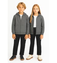 Kız - Erkek Çocuk Basic Fermuarlı Kalın 3 İplik Kışlık Okul Sweat Ak1815 (Antrasit)