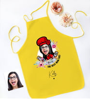 BK Gift Kişiye Özel Karikatürlü Anneler Günü Tasarımlı Sarı Mutfak Önlüğü, Aşçı Önlüğü, Şef Önlüğü, Anneye Hediye-9