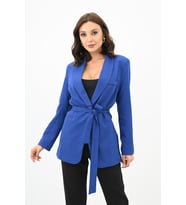 Kadın Kuşaklı Blazer Ceket 9004-1-24 (SAKS MAVI)
