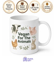 Vegan For The Animals Yazılı Hayvanlar İçin Vegan Kupa Bardak Hediye