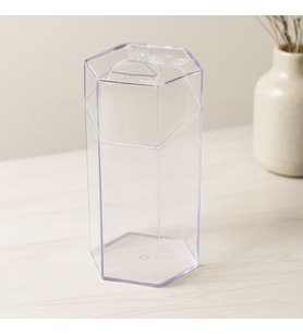 Kapaklı Makyaj Fırça Organizeri (6 Bölmeli) Mika Kristal Plastik 10x8.9x20 cm