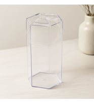 Kapaklı Makyaj Fırça Organizeri (6 Bölmeli) Mika Kristal Plastik 10x8.9x20 cm