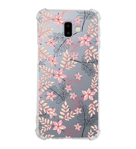 Samsung Galaxy J6 Plus  Köşe Korumalı Antişok Kapak Floral Kırmızı Tasarımlı Şeffaf  Kılıf