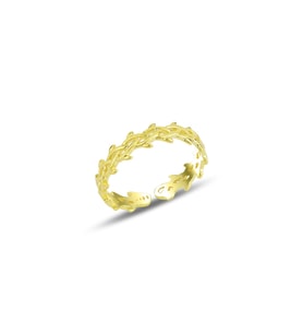 Gümüş altın yaldızlı ayarlamalı örgü yüzük SGTL11680GOLD (Rose)