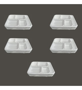 Dağyüce Tek Kullanımlık Köpük 5 Bölmeli Tabldot Köpük Tabak - 26.5x35 Cm. - 10 Adetlik 5 Paket
