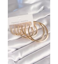 Pirinç Gold Renk Halka Model Kadın Küpe Seti 5886 - SSSSSS2438-2491