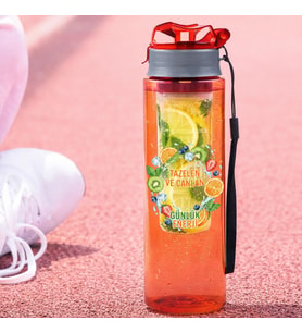 BK Gift Detoks Tasarımlı Süzgeç Hazneli Suluk 800 ml -3, BPA İçermeyen Detoks Matara