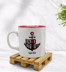 BK Gift Kişiye Özel Kaptan Tasarımlı İçi Kırmızı Renkli Kupa Bardak Model 3