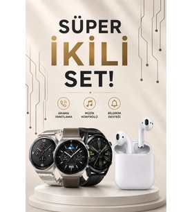 Akıllı Saat Ve Kulaklık Seti Dokunmatik Ekran 5.0 Bluetooth Bağlantılı Sesli Görüşme