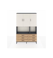 Arges Dolap 6 Raflı 6 Çekmeceli 3 Kapaklı 132x30x195 Antrasit-Aytaşı/Çam
