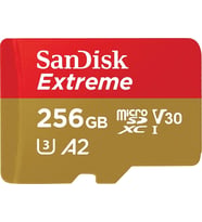 SanDisk Extreme 256GB 190/130MB/s microSDXC A2 V30 Aksiyon Kamera Drone Hafıza Kartı SDSQXAV-256G-GN6MN