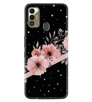 Tecno Sparrk 7T Kılıf Resimli Silikon Kılıf Siyah Şerit Mermer 1298