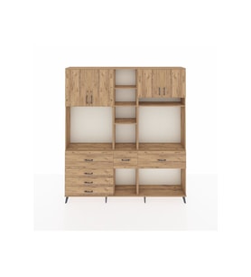 Arges Gardrop 11 Raflı 6 Çekmeceli 4 Kapaklı 220x30x243 Çam-Çam