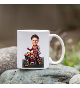 Kişiye Özel Bardak - Karikatür Bardak - Motorlu Erkek Bardağı