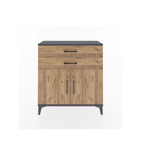 Arges Şifonyer Tek Raflı 2 Çekmeceli 2 Kapaklı 88x30x96 Antrasit-Çam