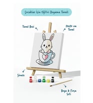 Sevimli Tavşan Boyama Tuvali – Şövaleli Boya Seti 20x20