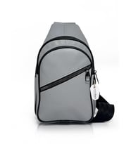 Hakiki Deri Unisex Çapraz Askılı Bel Çanta Göğüs Çanta Tek Kol Bodybag (Gri)