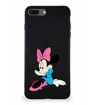 Apple iPhone 7 Plus Soft Premier Kapak Minnie Mouse-E Tasarımlı Silikon Kılıf - Siyah (Şeffaf)