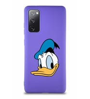 Samsung Galaxy S20 FE Soft Premier Kapak Donald Duck-B Tasarımlı Silikon Kılıf - Mor (Şeffaf)
