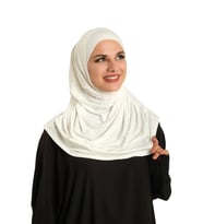 Krem Pratik Hazır Geçmeli Tesettür Eşarp Viskon Boneli Büyük Boy 1290BV_40