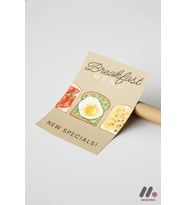Breakfast Menu Posteri, Çerçevesiz Yüksek Kalite Duvar Afişi - Mutfak Dekorasyonu