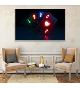 Neon Oyun Kartı Kanvas Tablo