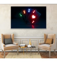Neon Oyun Kartı Kanvas Tablo