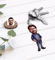 BK Gift Kişiye Özel Baba Karikatürlü Ahşap Anahtarlık-2