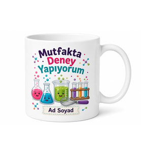 Mutfakta Deney Yapıyorum Yazılı Komik Kupa Bardak Eğlenceli Hediye