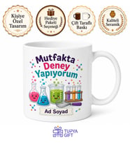 Mutfakta Deney Yapıyorum Yazılı Komik Kupa Bardak Eğlenceli Hediye