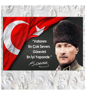 Atatürk Masa Arkası Pano Kanvas Tablo  (8 Farklı Ölçü)