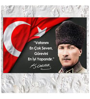 Atatürk Masa Arkası Pano Kanvas Tablo  (8 Farklı Ölçü)