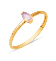 Oval Pembe Taşlı 14 Ayar Rose Altın Yüzük