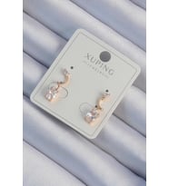 Xuping Rose Gold Renk Zirkon Taşlı Kıvrımlı Küpe