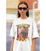 Travis Scott Rapper Baskılı Unisex Oversize Tişört