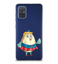Samsung Galaxy A71 Soft Premier Kapak Bayan Puff Tasarımlı Silikon Kılıf - Lacivert (Şeffaf)