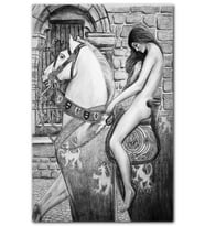 Cakatablo Lady Godiva  Karakalem MDF Tablo