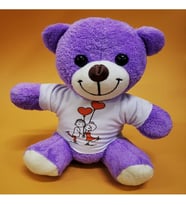 Mutlu Çift Tişörtlü Peluş Ayıcık - Mor