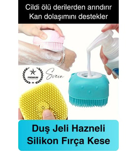 Şampuan Hazneli Silikon Banyo Lifi Duş Fırçası Jel Keseli Vücut Masaj Lif Çok Amaçlı Temizlik