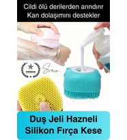 Şampuan Hazneli Silikon Banyo Lifi Duş Fırçası Jel Keseli Vücut Masaj Lif Çok Amaçlı Temizlik
