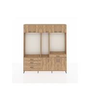 Arges Gardrop 8 Raflı 4 Çekmeceli 3 Askılı 220x30x243 Çam-Çam