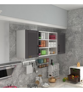 Kenzlife hazır mutfak dolabı biber60 gri mod2 60*160*32 mebran kapak suntalam gövde