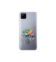 Realme C15 ile Uyumlu Splash Bukalemun Tasarımlı Şeffaf Silikon Kılıf