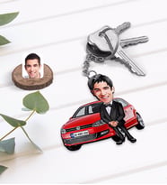 BK Gift Kişiye Özel Erkek VW Polo Figürlü Plakalı Ahşap Karikatür Anahtarlık-2