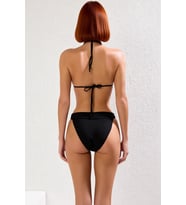 Kadın Bikini Takımı Üçgen Kaplı Boyundan Bağlamalı Brazilian Alt Normal Bel Taş Detaylı Balensiz