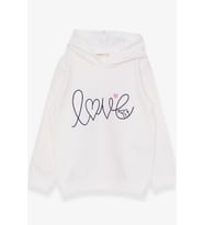 Breeze Kız Çocuk Sweatshirt Nakışlı Yazı Baskılı 2-6 Yaş, Ekru